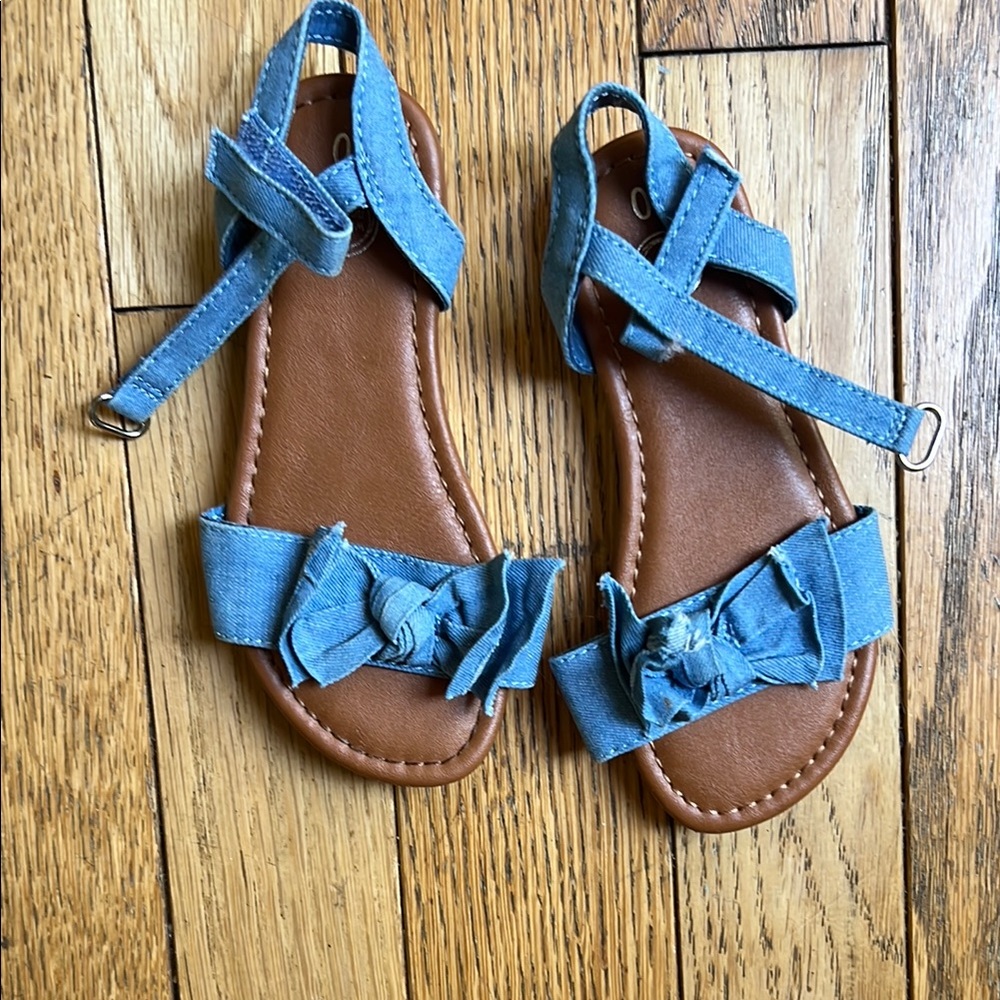 Wonder Nation Blue and Brown Sandals with Ankle Strap